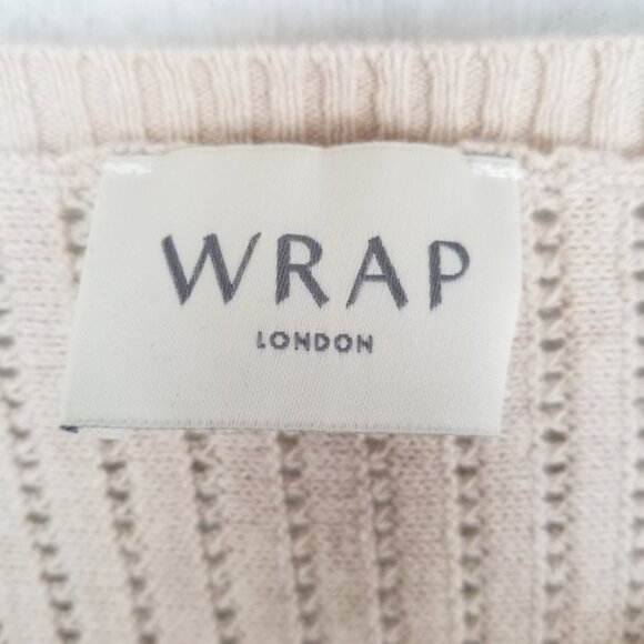 WRAP London Sweater Linen Cotton Blend Batwing Short Sleeve Split Neck US 12 - Picture 4 of 8